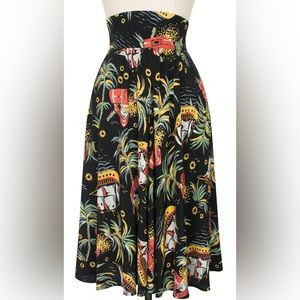 Trashy Diva pirate treasure flat rayon 40s skirt size 4 NEVER WORN